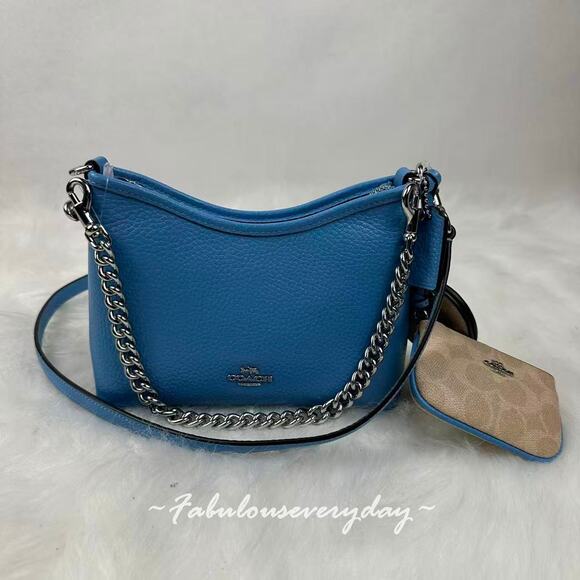 Coach Laurel Small Shoulder Bag Mirror Charm And Pouch CBI06 Pool/Sand NWT - Picture 2 of 9